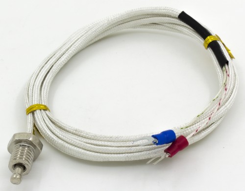 FTARB01-K-M10F2 K型螺钉式热电偶温度传感器带M10螺纹，玻璃纤维编织导线材质，2米导线长度