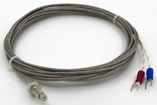 FTARB01-K-M6M3 K型螺钉式热电偶温度传感器带M6螺纹，金属屏蔽导线材质，3米导线长度