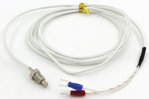 FTARB01-K-M8F2 K型螺钉式热电偶温度传感器带M8螺纹，玻璃纤维编织导线材质，2米导线长度
