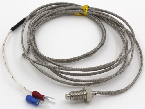 FTARB01-K-M8M2 K型螺钉式热电偶温度传感器带M8螺纹，金属屏蔽导线材质，2米导线长度