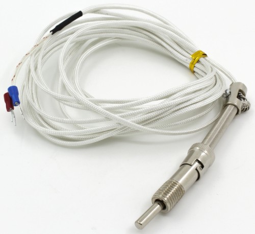 FTARS01-K-M12P1.5L32F5 K型压簧式热电偶温度传感器带32mm卡套长度，玻璃纤维编织导线材质，5m导线长度